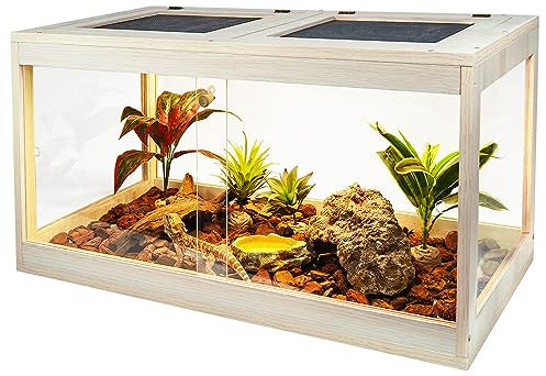Prolee Reptilien-Terrarium-Tank, 61 cm, Eidechsen-Tank, Bartdrachen-Tank mit Metallgitter-Dachtür, Schlangen-Tank mit Schloss-Design