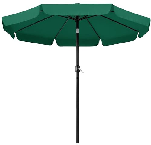Yaheetech Parasoll med volang Φ 267,5 cm lutbart trädgårdsparaply UV-skydd vevparaply stabilt 8 spröt solskydd vikbart marknadsparaply för balkong/terrass/marknad/trädgård