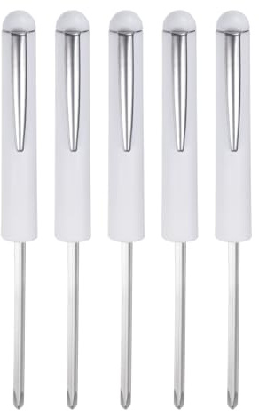 QUARKZMAN 5Pièces Tournevis de Poche Non Magnétiques 4mm Phillips 4mm Fente Mini Tournevis Portable avec Clip pour Mécanicien, Électricien, Technicien, Blanc