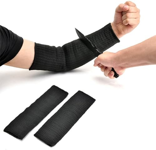 Skärbeständiga ärmar, underarmsskydd, ärmskydd, 1 par armskydd, armskydd, värmebeständig, andas, UV-skydd, för kvinnor män trädgård kök snidarbete, svart, svart, One size