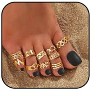 IQIC guld tåring set för kvinnor – justerbar rem icke-fläckiga hjärtan stjärnor vattentät fjäril strass boho sommar strand tå smycken, Adjustable, Rostfritt stål, Ingen ädelsten