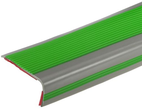 QUARKZMAN Profilo per Scale 3.2Ft, Protezione Autoadesiva Bordi Scale Pvc 3 mm Bordo per Scale Forma L Bordi per Scale Bordi per Scale per Esterni Interni, Verde/Grigio