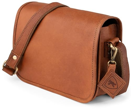 Berliner Bags Lisbon S Borsa a Tracolla Donna in Pelle, Borsa Piccola con Patta e Chiusura Magnetica – Marrone