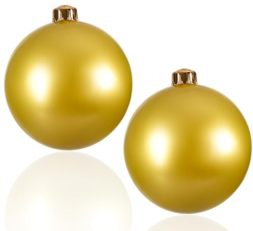 Large Inflatable Decorative Balls 2 pcs 30, Big Christmas Balls, Outdoor Garden Party Arrangement Ball, Giant Balls Wedding Festivals Christmas Ornaments，Hanging Yard Balls Reusable (gold, 30)