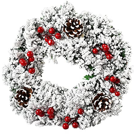 Allbestop Türkranz Für Weihnachten,Künstlich Kranz HausTür Deko Herbst Türkranz Weihnachtskranz Willkommensschild Klassischer Beleuchtet-Adventskranz Weihnachtsgirlande Künstlich Tannengirlande