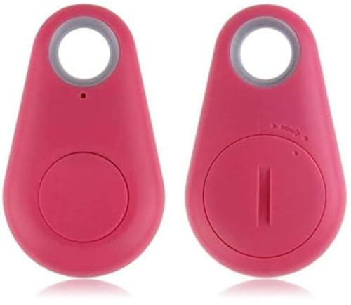 2pcs Smart Bluetooth 4.0 Key & Item Finder GPS Integration Item Locator, Wireless GPS Tracker for Keys, Wallet, Luggage, Pets & More Anti-Lost, Water-Resistant, Replaceable Battery (Pink)