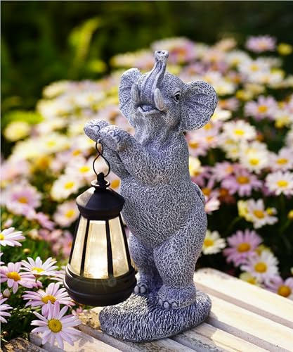 Statues et sculptures d'éléphant solaire pour extérieur, figurines d'extérieur pour terrasse, cour, balcon, cadeaux de pendaison de crémaillère, cadeaux de jardin
