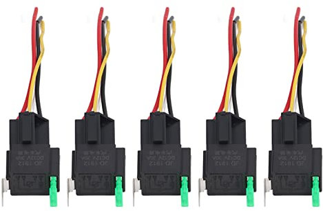 Mavaol 30A Kfz-Relais-Kit, hohe Leistung, robuste ABS-Kupferkonstruktion, einfache Installation, geeignet für Fahrzeugbeleuchtung, Hupen und geteilte Ladesysteme