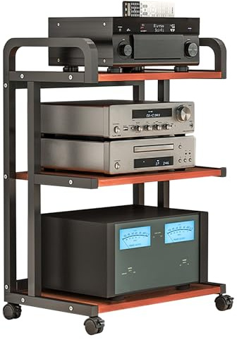 Mobile Stereo hi fi rack,Mobile Hifi Audio Video Rack,Mobiletto TV 3/4/5-Level,Mobiletto Portaoggetti Multimediale,Mobile Porta CD Mobile Rack Ripiano AV Componenti Scaffale,for Ufficio Soggiorno(Blac