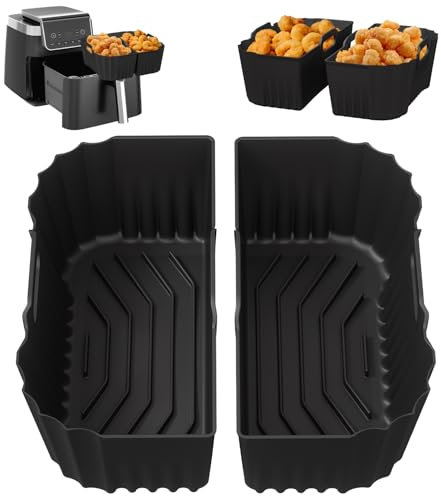 2pcs Silicone Air Fryer Liners for Ninja AF180UK 6.2L, Reusable Airfryer Silicone Liners for Cosori TurboBlaze 6L, Air Fryer Accessories for COSORI Durable Air Fryer 5.5 L