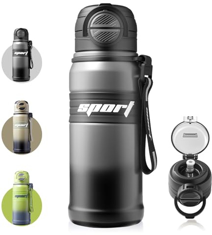 Homealexa Gourde Isotherme 680 ml en Acier Inoxydable - Étanche, Sans BPA, avec Paille - Bouteille Thermique pour Sport, Voyage, Extérieur