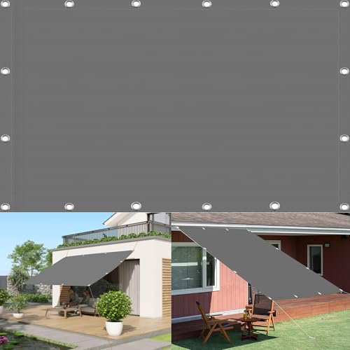 Sonnensegel Segeltuch 1.1 x 1.2 m Regenschutz Balkon UV Schutz Hitzeschutz inkl Befestigungsseile für Balkon Terrasse Garten, Hellgrau