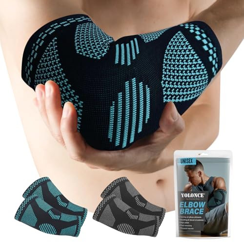 Satificer 2 Pezzi Gomitiera Elastica per Supporto Braccio, Fascia per Protezione da Gomito, Supporto durante lo Sport, Fascia Gomito Palestra, Unisex Uomo-Donna,blu,M