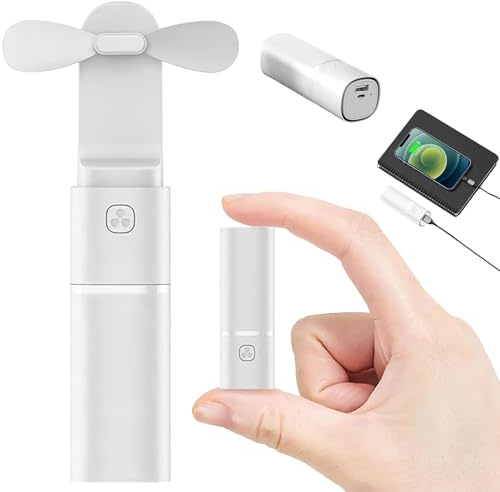 Tech Candy Easy Breezy Portable Fan, Mini Handheld Fan Power Bank 2 in 1, Rechargeable Personal Hand Held Fans with 2 Speeds, USB Powered Lightweight and Compact for Travel, Outdoor Indoor Use
