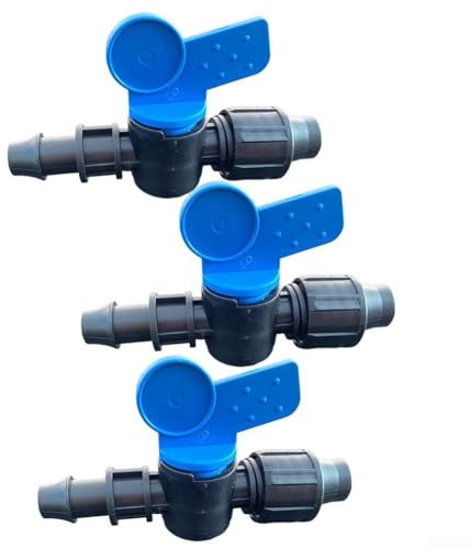 Jotekonoby 3 x 16 mm Rohrverbinder, Kugelhahn-Bewässerung, Tropfschlauch, Mutter-Verschluss, frost- und sonnenbeständig, für Gartenbewässerungssystem