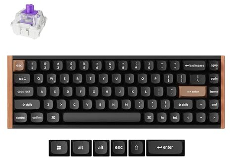 Keychron K6 HE 65% Wireless Mechanical Keyboard, 2.4GHz & Bluetooth, Gateron Double-Rail Magnetic Switch, Double-Shot PBT Keycaps, Aluminum & Wooden Frame, Compatible with Windows/Mac – Black