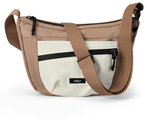 Azooken Sac Bandoulière Femme,Grande Capacité Sac à Main Bandoulière Imperméable en Nylon Messager avec Bandoulieres Réglable et Multi-Poches,Le Travail et Les Voyages(XQ04-Marron)