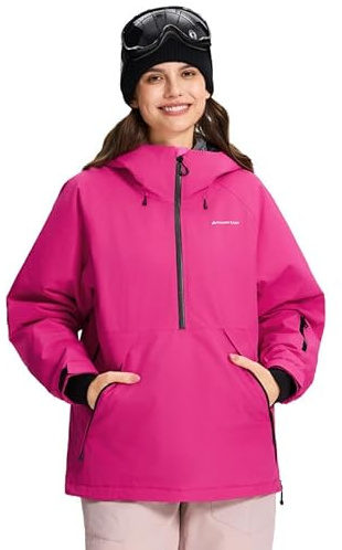 Pioneer Camp Veste de snowboard pour femme - Imperméable - Coupe-vent - Respirante - Chaude - Avec capuche et jupe pare-neige amovible - Veste de ski fonctionnelle baggy pour le ski et le snowboard