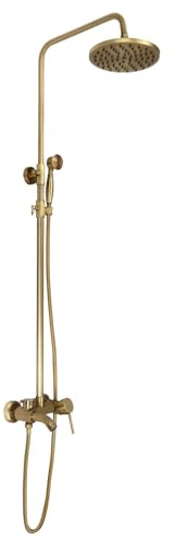 Regendusche Duschsystem Retro Duschset mit Handbrause, Edelstahl Verstellbare DuschsäUle Duschstange ÜBerkopfbrause Set - Die Kopfbrause ist um 360° Drehbar