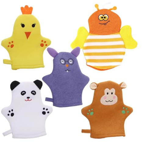 Guantes Para La Ducha,5 Piezas De Red De Espuma 3D Con Forma De Fruta Y Herramienta Ergonomica | Guantes Para El Frotado De La Espalda,Para Bebé Niño Niña y Adulto Cuerpo y Baño Hogar en