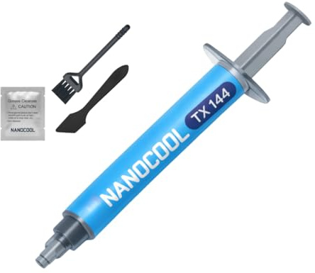 Molevion NanoCool TX 144 - Kit composto termico da 4 g, 14,5 W/m·K, grasso termico non indurente, isolante elettricamente con pennello, detergente e spatola