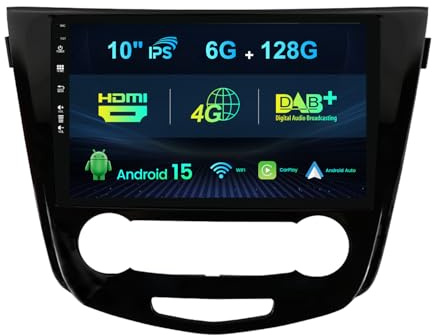 MISONDA 6G + 128G intégré Dab+/4G/Android 15 Autoradio pour Nissan X-Trail/X Trail/T32/Qashqai 2 J11 (2013-2017) Caméra+MIC avec WiFi/Carplay/DSP/RDS 10 Pouces IPS Double DIN