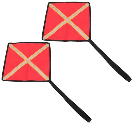 Domary Drapeau de sécurité pour Kayak, Haute visibilité, Réfléchissant, Rouge, Orange, Ruban X, 30 X 30 Cm, 2 Pièces pour Camions, Bateaux, Canoës, Kayaks, Remorques, Sports Nautiques