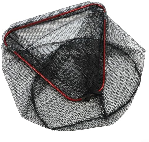 Red de pesca plegable con aro de aleación de aluminio y malla de nailon recubierta para agua salada y agua dulce portátil (grande, 50 cm)
