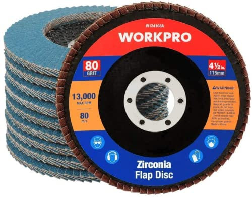WORKPRO Dischi abrasivi 10 pezzi, dischi lama, ø115 mm, dischi 80 grana per smerigliatrici angolari per acciaio inossidabile, metallo/acciaio e legno