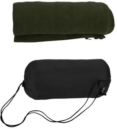 MAGT Polar Sovsäck i fleece, varm och mysig mikrofiberfleece, noppfri, sovsäck med dragkedja för vuxna och barn, utomhus, camping, vandring, resor (militärgrön) (färg: Grön)