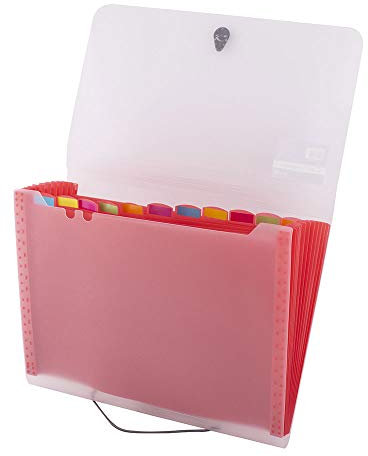 D.RECT 5540 Fächermappe Ordnungsmappe erweiterbar Dokumentenmappen 12 Fächer A4 Rot, 110575