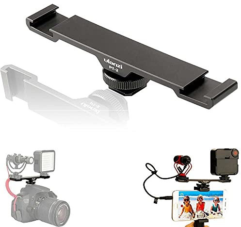 Ulanzi PT-2 Dual Cold Shoe Mount Verlengerung Adapter Metall - Doppel Halter für DSLR Kamera und Smartphone LED-Lampe Mikrofon Zubehör