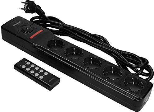 ORNO AE-13132(GS) Funk Steckdosenleiste Überspannungsschutz mit Fernbedienung 3m 5 Fach Einzeln Schaltbar, 2300 W