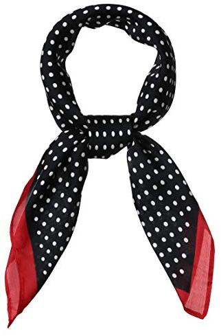 sourcing map Damen Square Schal Halstücher Stirnband Polka Dots Halstuch Rot Schwarz 70 x 70cm