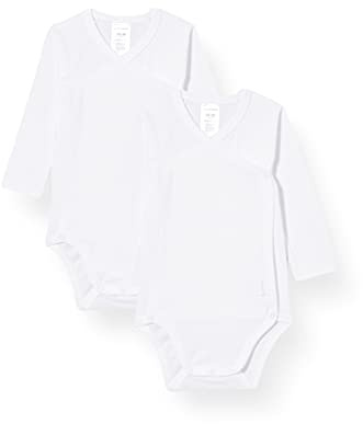 Schiesser Unisex Baby 2 PACK Wickelbody langarm und mit Knöpfen - 100% Organic Bio Baumwolle - Größe 44 bis 104