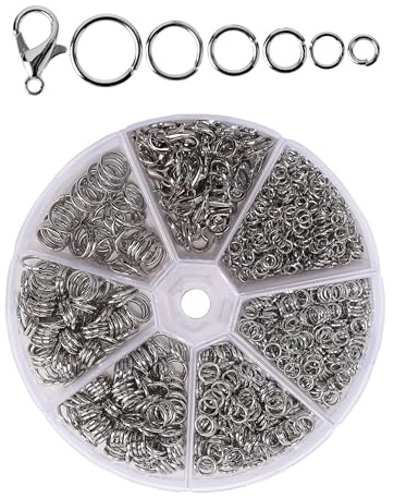 Mr. Pen- Open Jump Rings, Silver, 1014 pcs, 6 Sizes, Silver Jump Rings and Lobster Clasps for Jewelry Making
