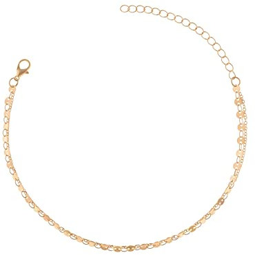 Bishilin Fußkettchen in Bijouterie, Fußketten Boho2-Layer Bohnenkette Fußkettchen Tattoo 29CM für Damen Mädchen