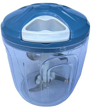 Multi-Function Manual Food Chopper & Processors with Handle and Cover Vegetable Slicer Shredder Hand Blender Kitchen Tool (Blue)