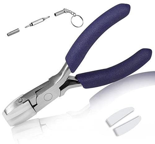 SPEEDWOX 3.5 Inches Flat Nose Plier Nylon Jaw Pliers with a Pair of Replacement Nylon Jaws and a Screwdriver Wire Wrapping Tool Jewelry Making Tool Mini Wire Straightentener Wire Bending Jig