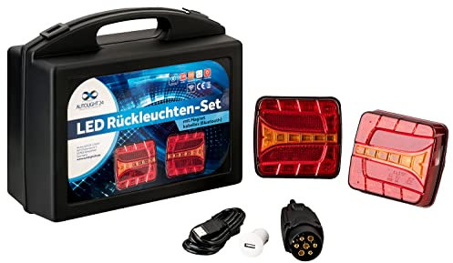 AUTOLIGHT 24 LED Rückleuchten Set mit Magnet kabellos Bluetooth 4 Funktionen mit E4 Prüfzeichen IP65 für Anhänger, Traktor, Bagger, Rücklicht 12 Volt 7-Pin Stecker