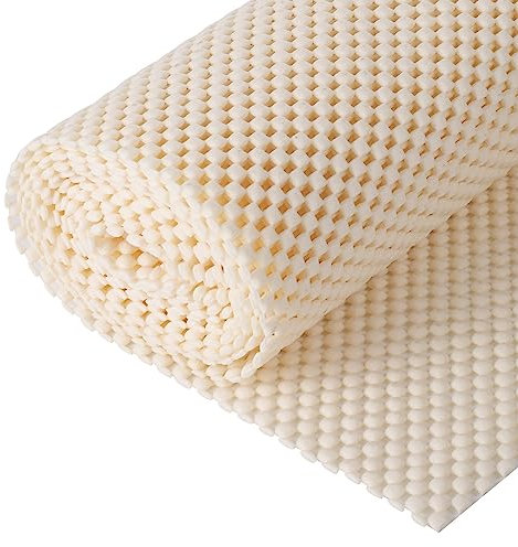 Multipurpose Non Slip Mat, Cream PVC Anti Slip Rug Pads 50x200cm Anti Slip Rug Underlay Carpet Grip Mat Black Kitchen Drawer Shelf Liner Bathroom Waterproof Floor Mat for Home,Office,Cars(Cream)