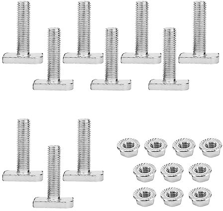 Vordpe Set di 10 viti a testa martello, M8 x 25 mm, in acciaio inox A2-70, fotovoltaico, con dado a flangia, per moduli in pV, profilo in alluminio fotovoltaico, serra, fotovoltaico, guida di