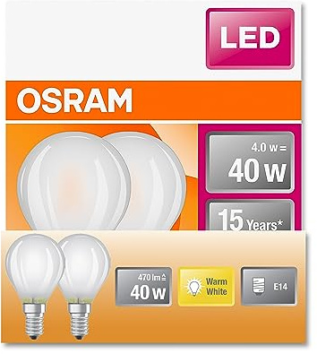 Osram LED Star Classic P40 LED Lampe für E14 Sockel, Tropfenform, GL FR, 470 Lumen, warmweiß (2700K), Ersatz für herkömmliche 40W Glühbirnen, nicht dimmbar, 6er-Pack