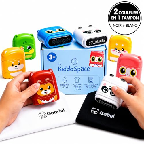KiddoSpace Tampon Vetement Enfant Personnalisé Double Face – Blanc & Noir