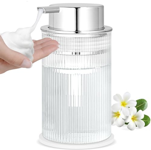 NiHome 400ml Glas Seifenspender Schaum – Nachfüllbarer Schaumseifenspender für Handseife,Spülmittel und Schaumseife, Klarer Seifenschaumspender für Bad privaten und gewerblichen mit Rutschfester Matte