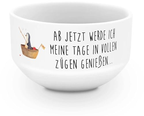 Mr. & Mrs. Panda Müslischale Pinguin Angelboot - Geschenk, Optimistisch, Genießen, Angeln, Suppenschüssel, Müslischüssel, Boot, frühstücksbowl, Müsli Schalen, dessertschale