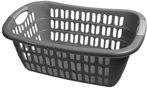 Wäschekorb Wäschewanne Plastik Kunststoff Korb Griffen (Grau)