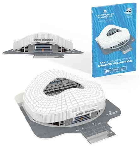 Megableu - 3D-Puzzle Olympique de Marseille – Stadion Orange Velodrome – 70 nummerierte Teile – integrierte LEDs – Modell ohne Klebstoff – ab 7 Jahren – Manuelle Fußball-Aktivität – Offizielle Version