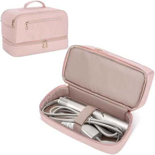 Teamoy Doppellagiger Reise Tasche Für Dyson Airwrap Styler, Rosa | Ausgestattet mit Einem Speziellen Reißverschluss und Einer Öffnung an Der Oberseite für Einfachen Zugriff auf Das Föhnzubehör