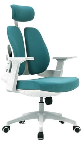 Bürostuhl Ergonomisch Ergonomischer Bürostuhl mit hoher Rückenlehne, Schreibtischstuhl mit Rollen, Chefsessel mit Drehfunktion und verstellbarer Armlehne, Lordosenstütze und Kopfstütze Bürostuhl(Blue)